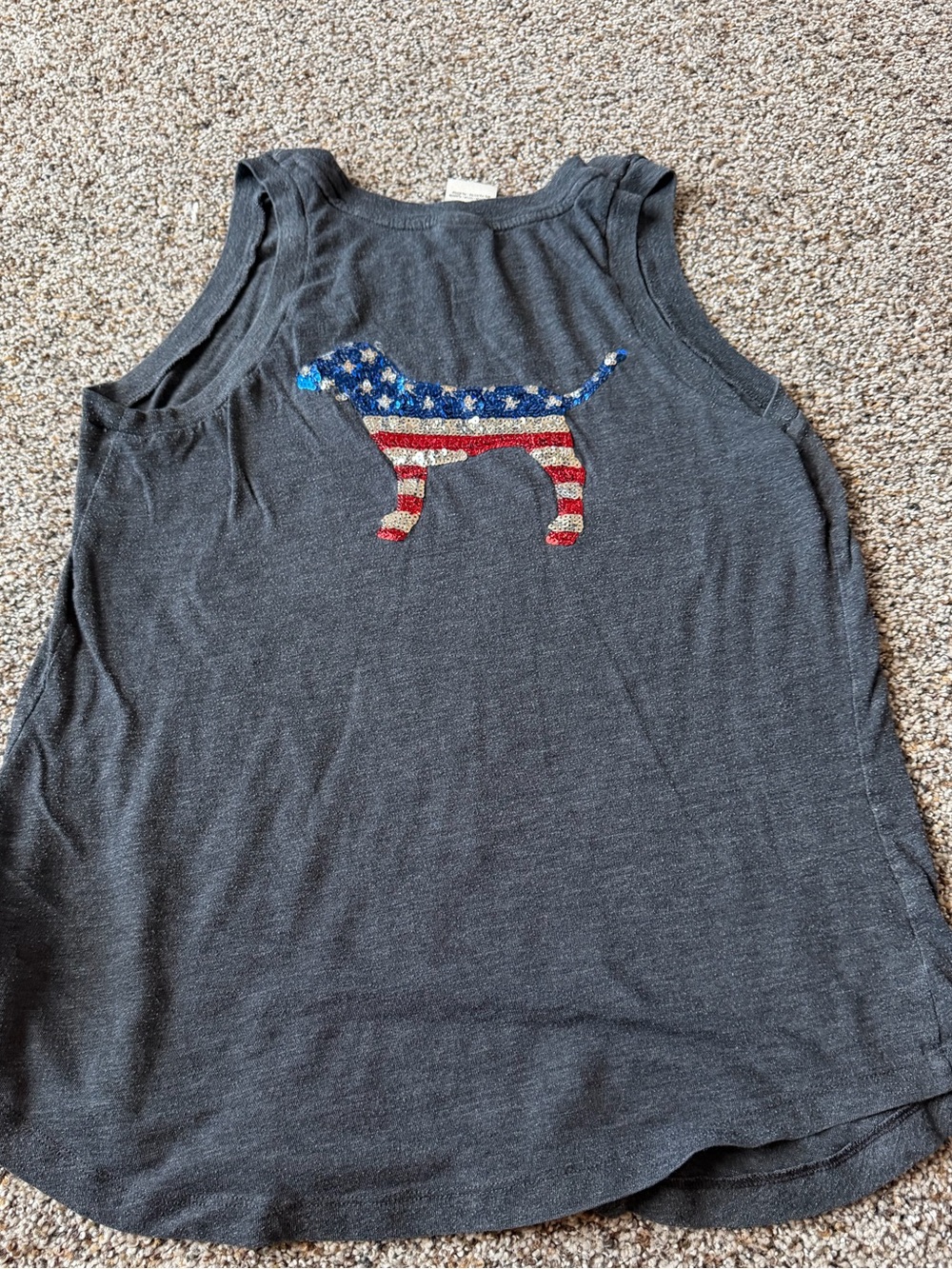 Victoria's Secret PINK Sequin American Flag Dog Tank Top XS Patriotic